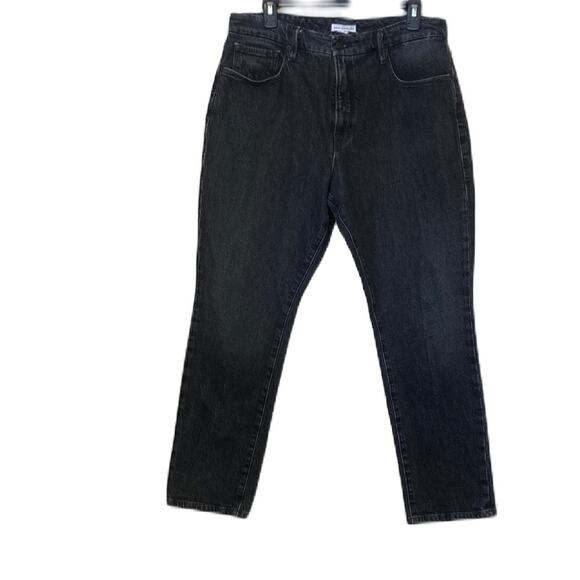 Good American Black Denim Straight Leg Jeans Size 12/31 - Picture 1 of 9
